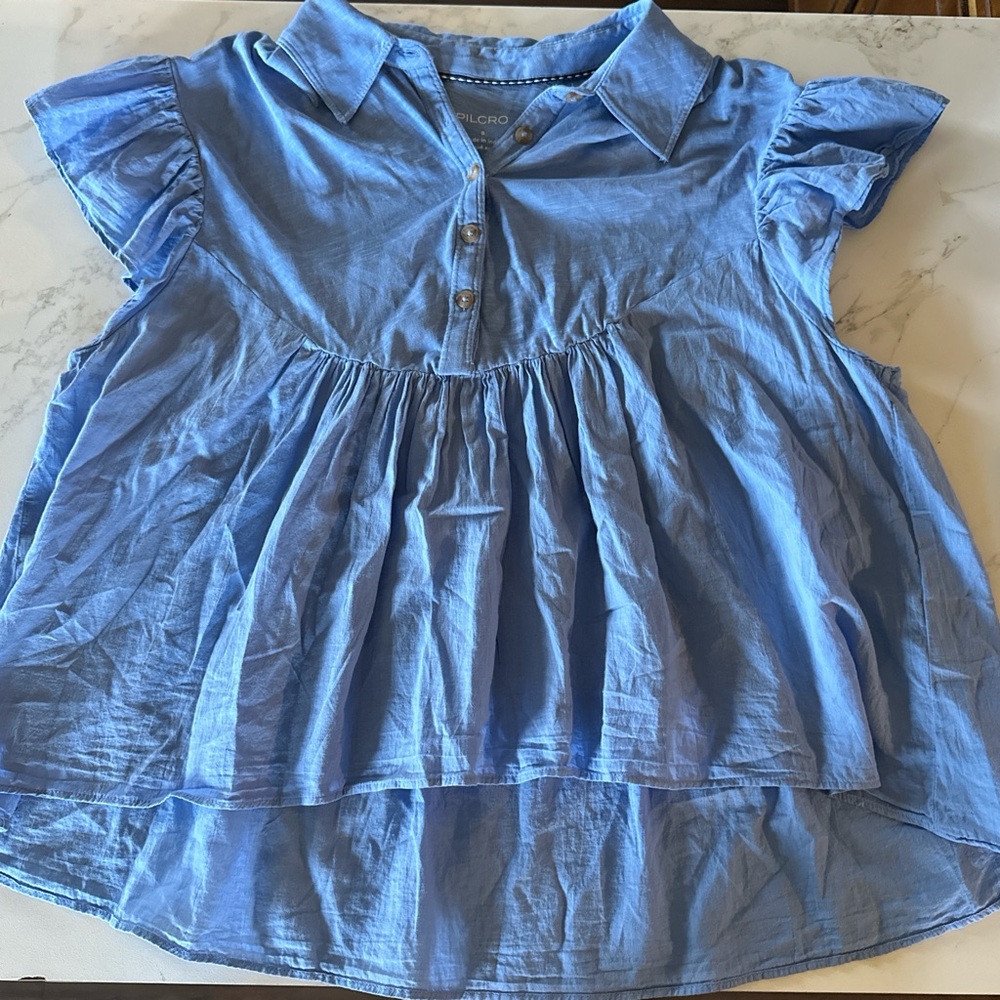 Francesca’s Light Blue Ruffle Top